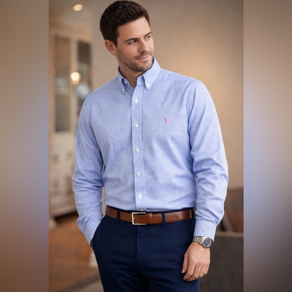 Ralph Lauren Men’s Light Blue Classic Fit Button-Down Shirt 17 - Picture 5 of 10